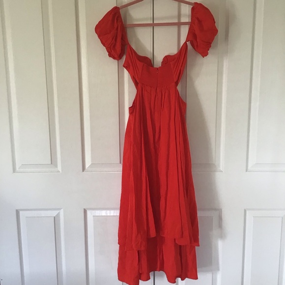 Anthropologie red off shoulder cutouts dress 8 - Picture 6 of 8